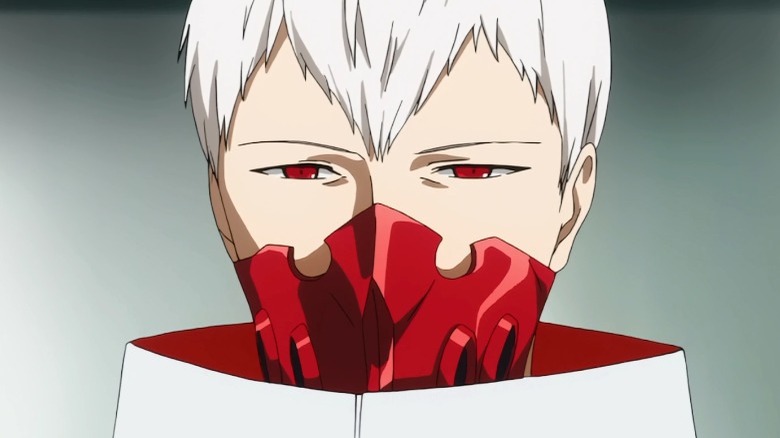 Tatara wearing a red mask