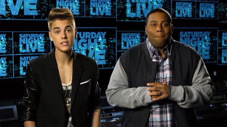 Justin Bieber SNL promo alongside Keenan Thompson