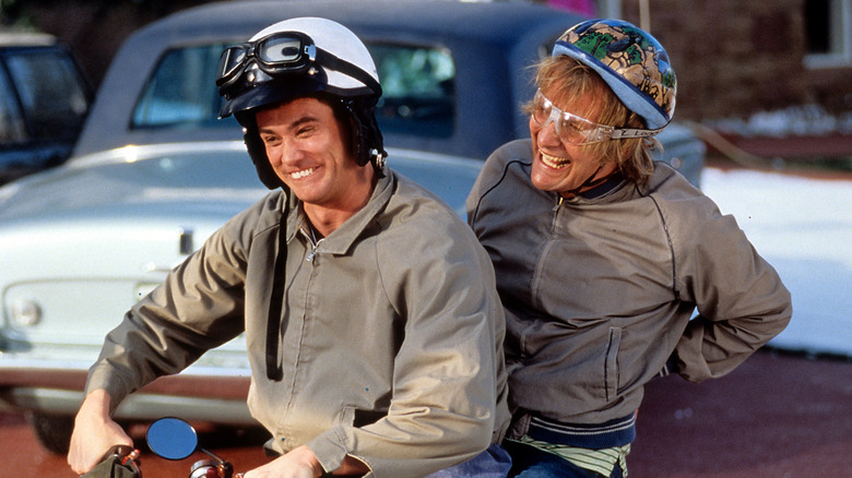 Lloyd and Harry on motorcycle