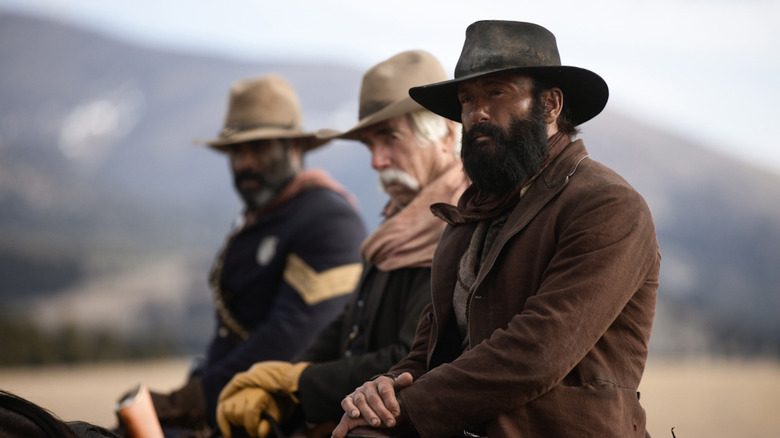 1883 Sam Elliott, LaMonica Garrett on horseback