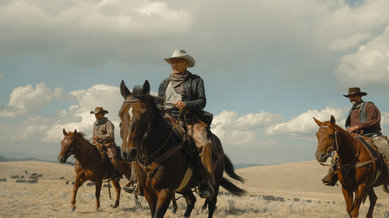 Jacob Dutton and John Dutton Sr. on horseback