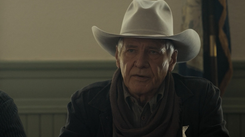 Harrison Ford wearing a white cowboy hat