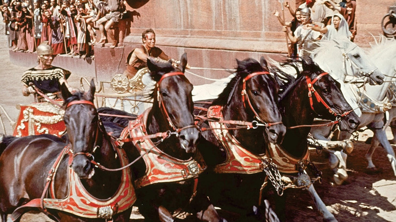 Ben Hur rides in a chariot