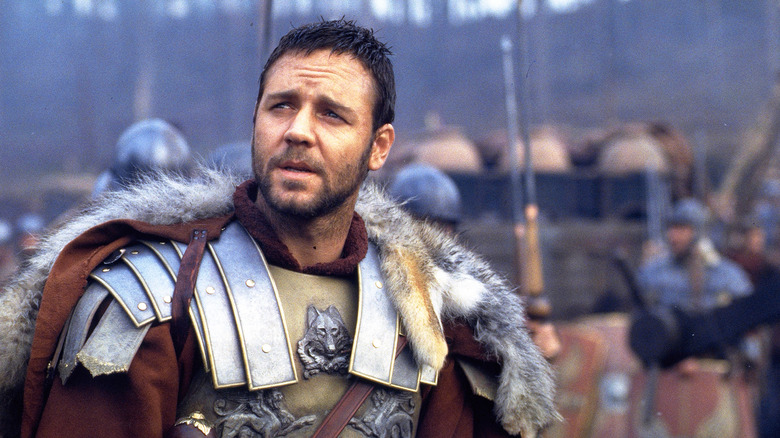 Russell Crowe looks up