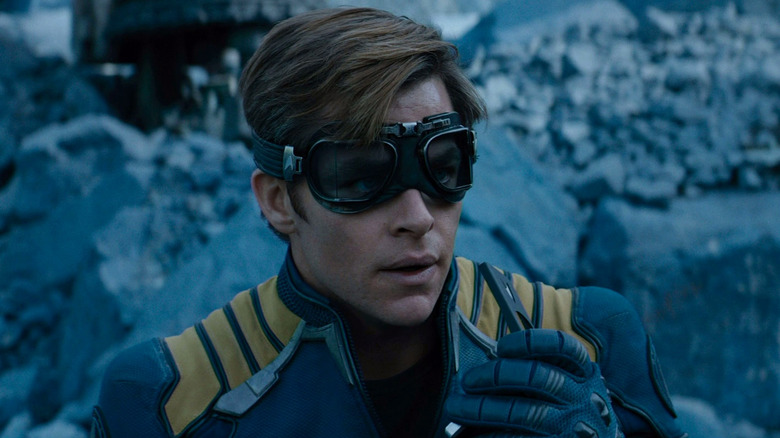 Chris Pine as Captain James T. Kirk in his jacket in goggles in Star Trek Beyond