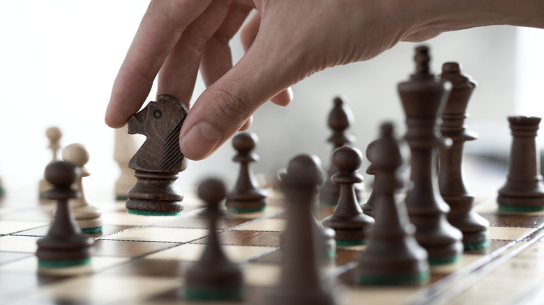 A traditional chess board set