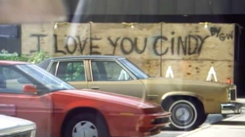 graffiti saying "I Love You Cindy by GW"