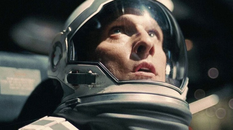 Matthew McConaughey stares as Joseph Cooper in Interstellar