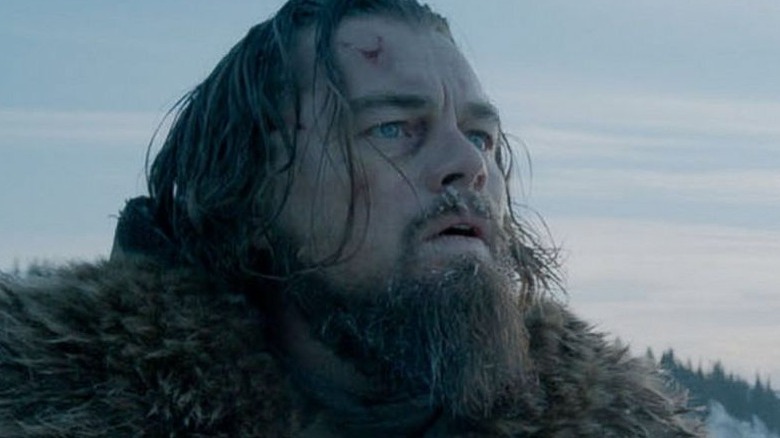 Leonardo DiCaprio stares in The Revenant