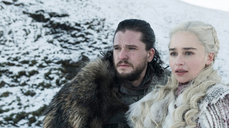 Jon Snow and Khaleesi eye the frozen north