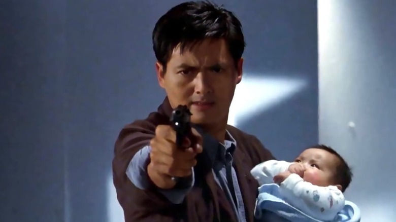 Chow Yun-fat with baby