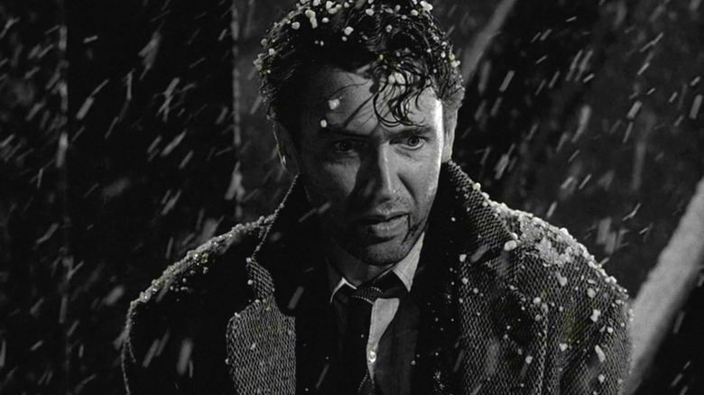 George Bailey standing in the snow