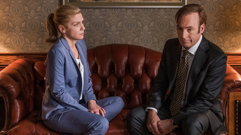 Kim Wexler and Saul Goodman sit on couch