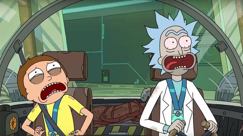 Rick and Morty in their spaceship