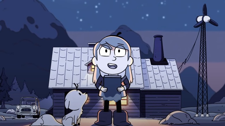 Hilda looking up at night sky