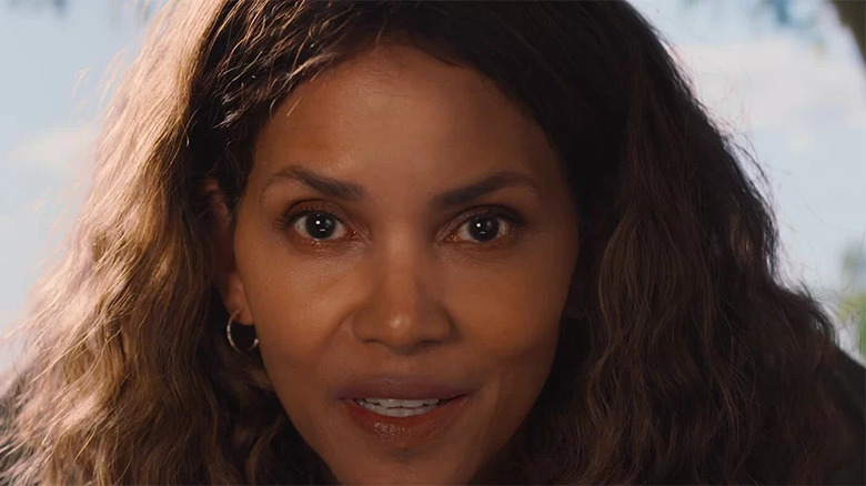 A close-up of Halle Berry's face