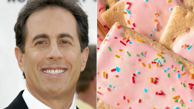 Jerry Seinfeld at a movie premiere and a table full of strawberry pop-tarts