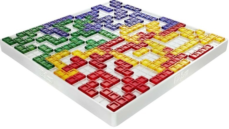 Blokus board covered with interlocking pieces