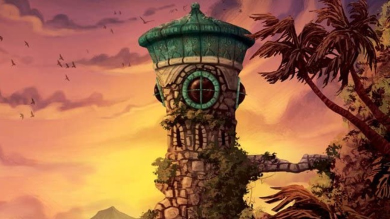 Illustration from Forbidden Island: an old tower covered with vines