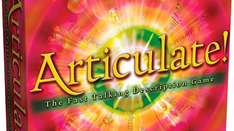 A board game box labeled "Articulate! The Fast Talking Description Game"