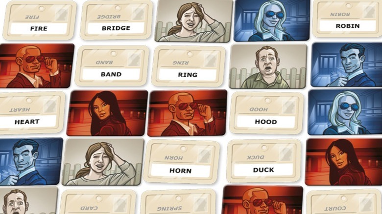 Codename tiles: a mix of red agents, blue agents, and gray innocent bystanders