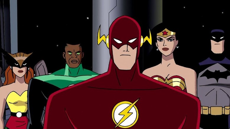 Hawkgirl, Green Lantern, The Flash, Wonder Woman, and Batman