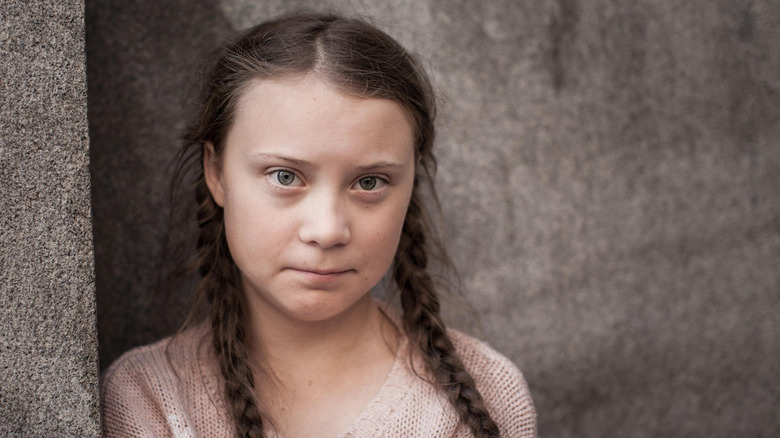 Greta Thunberg looking ahead