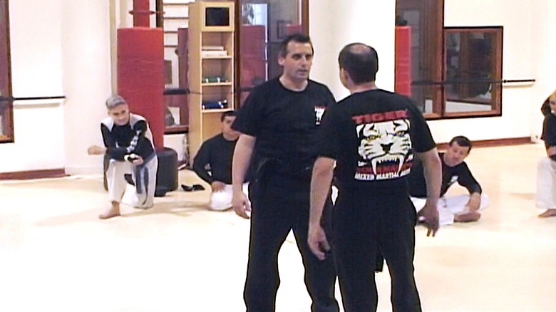 Joe and Murr spar in dojo