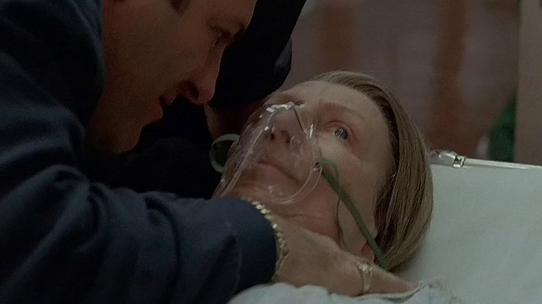Tony chokes Livia in hospital bed