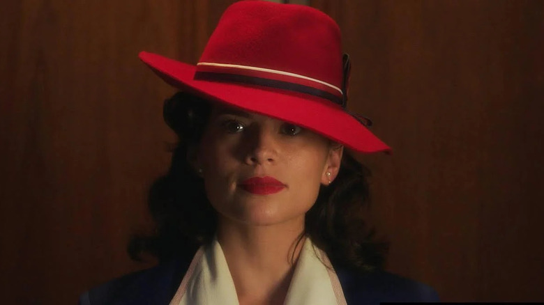 Peggy Carter standing red hat 