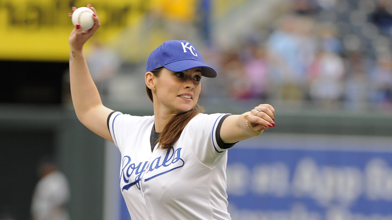 Atwell throwing the first pitch 