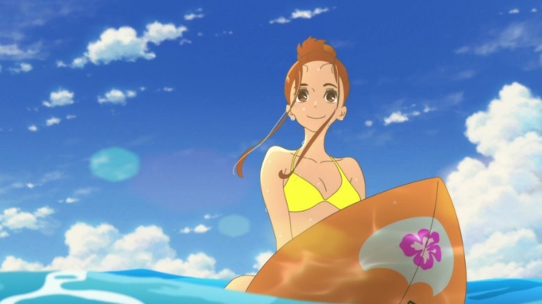 Hinako Mukaimizu riding surfboard