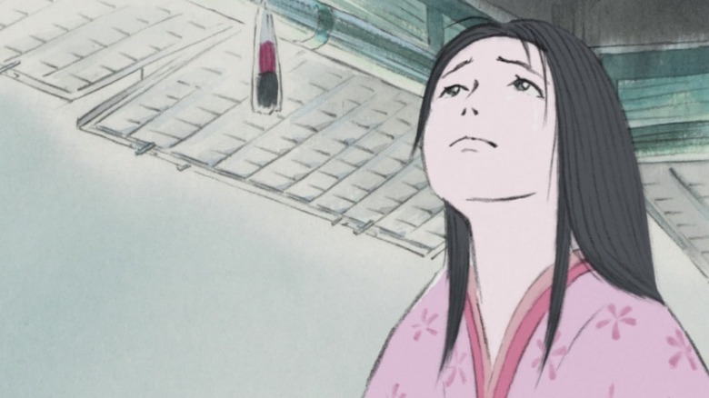 Princess Kaguya under a pagoda