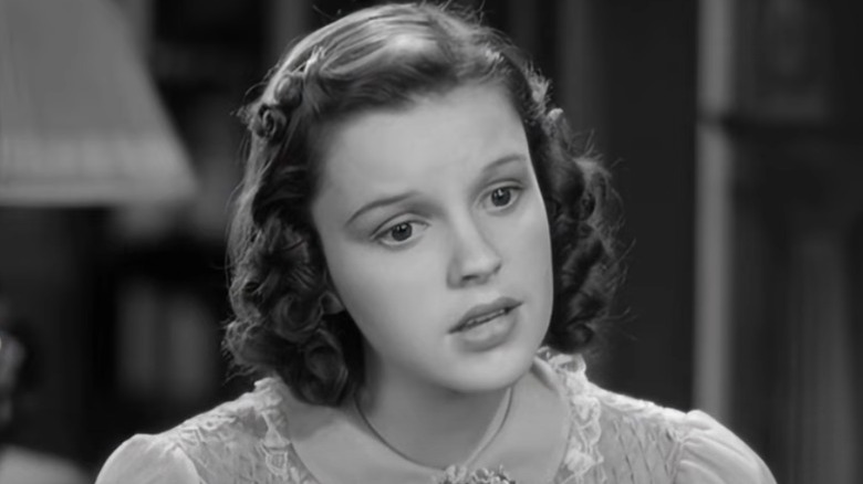 Judy Garland with furrowed brow