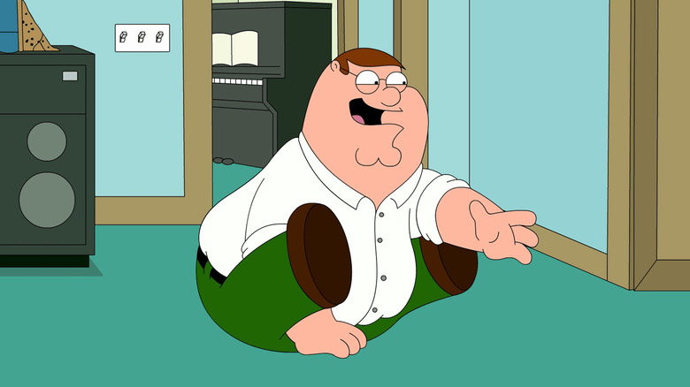 Peter scooting along on his butt Family Guy