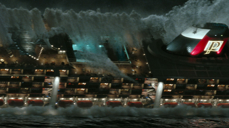 Boat capsized by a massive wave