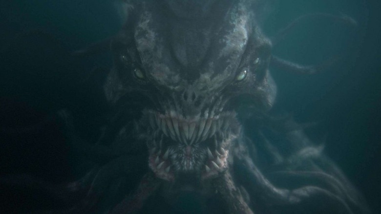 Underwater creature shows its teeth