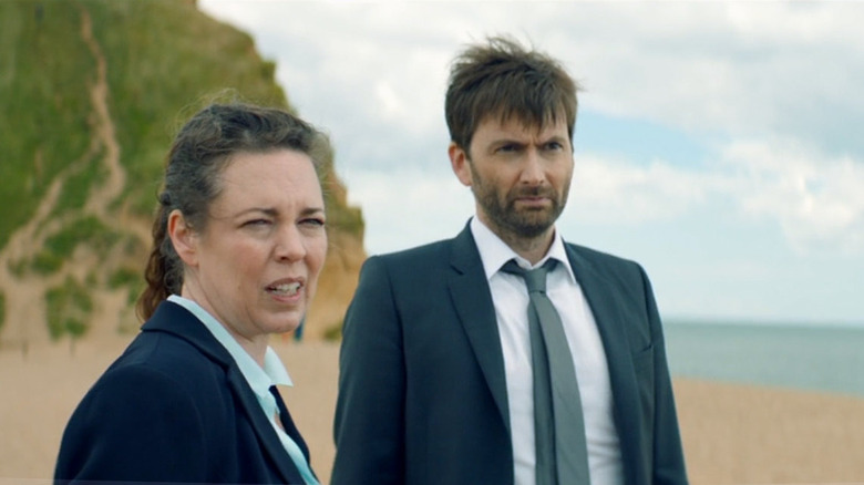 Ellie and Hardy on the beach Broadchurch