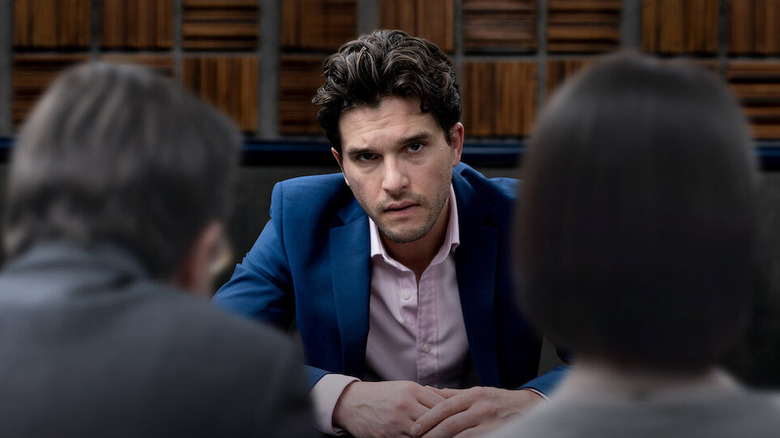 Kit Harrington sits at a table being interrogated Criminal: UK