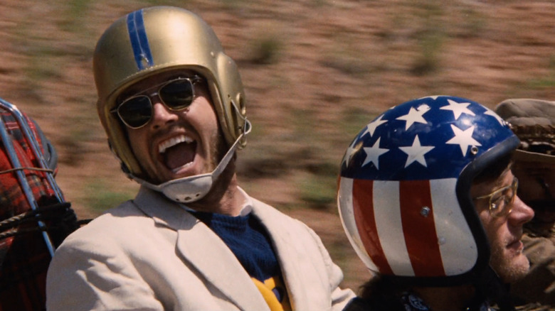 Jack Nicholson and Peter Fonda on a motorcycle