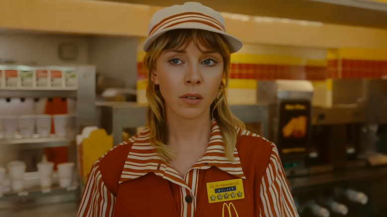 Sylvie wearing a McDonald's uniform