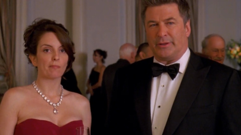 Liz Lemon and Jack Donaghy speak in formalwear