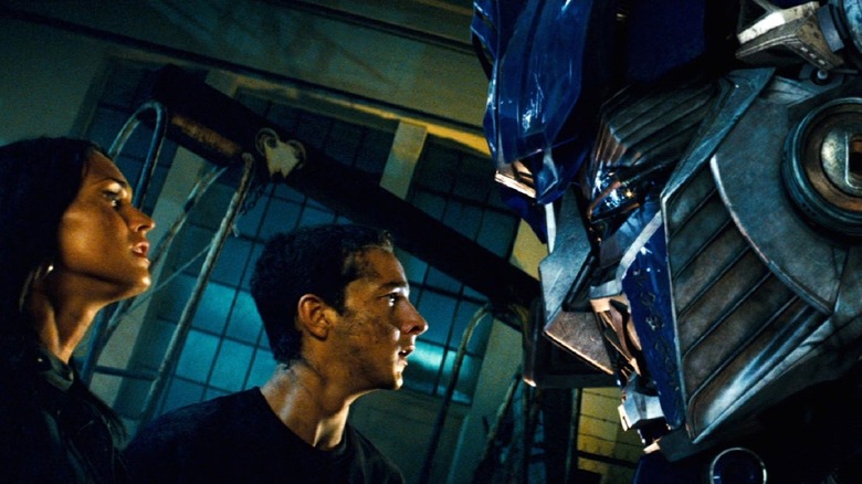 Sam Witwicky talking to Optimus Prime