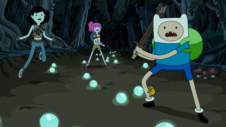 Marceline, Finn, and Bubblegum with stakes