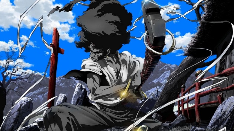 Afro Samurai poses with sword