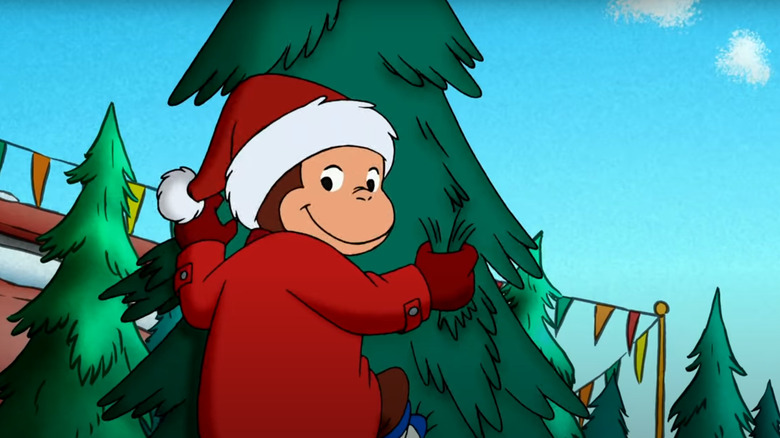 Curious George With Christmas Tree