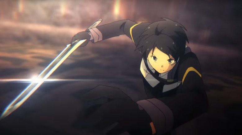 Kirito brandishes sword