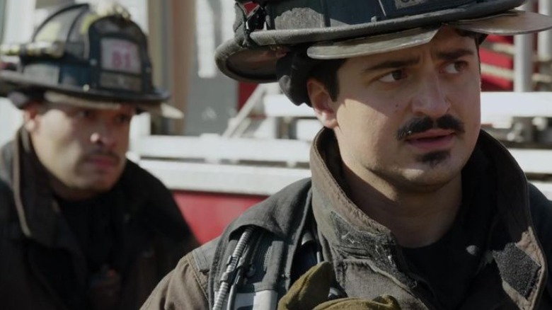 A firefighter looks forward Chicago Fire