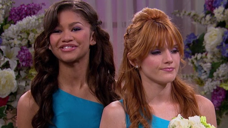 Zendaya Bella Thorne talking microphones