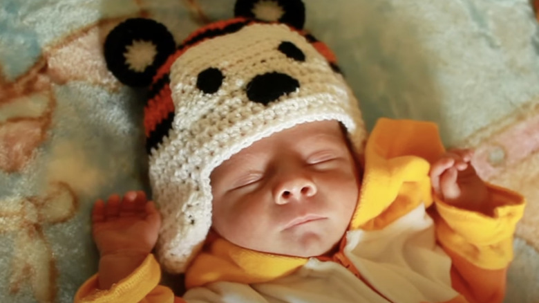 Baby dressed as Hobbes the tiger